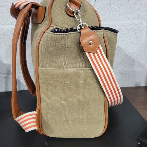 Adrienne Vittadini Backpack Tan And Orange Large Good Condition SEE DESCRIPTION - Picture 4 of 12